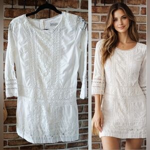 ABERCROMBIE & FITCH White COTTON LACE Babydoll Mini TUNIC DRESS Women's Size S